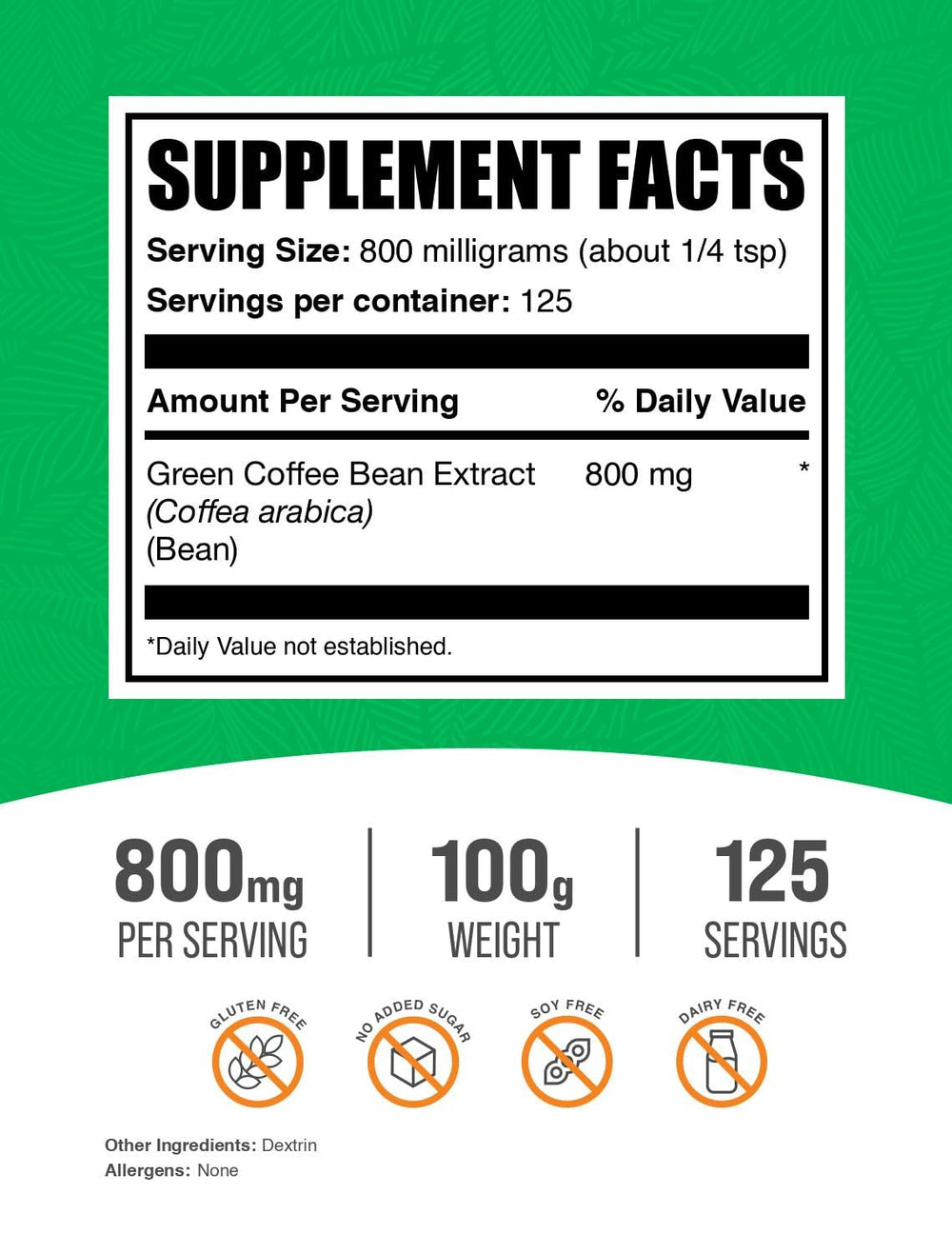 Green Coffee Bean Extract powder in a scoop