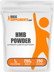 Calcium HMB powder in a 250g container showing 1g serving