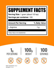 BulkSupplements L-Arginine Powder 100g side view