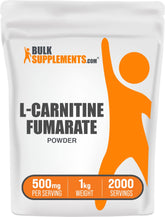 Front view of BulkSupplements L-Carnitine Fumarate Powder 1kg container