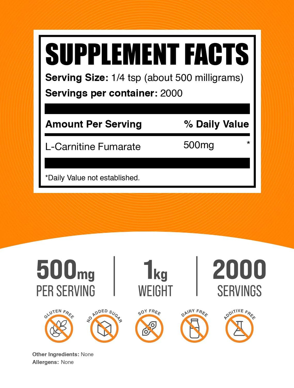Packaging for L-Carnitine Fumarate Powder by BulkSupplements
