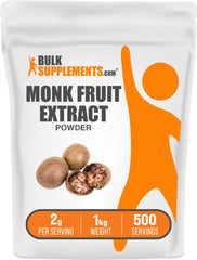 BulkSupplements Monk Fruit Extract Powder 1kg, 2g per serving, gluten-free