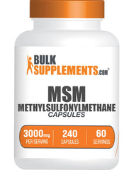 Bottle of BulkSupplements MSM capsules 240-count