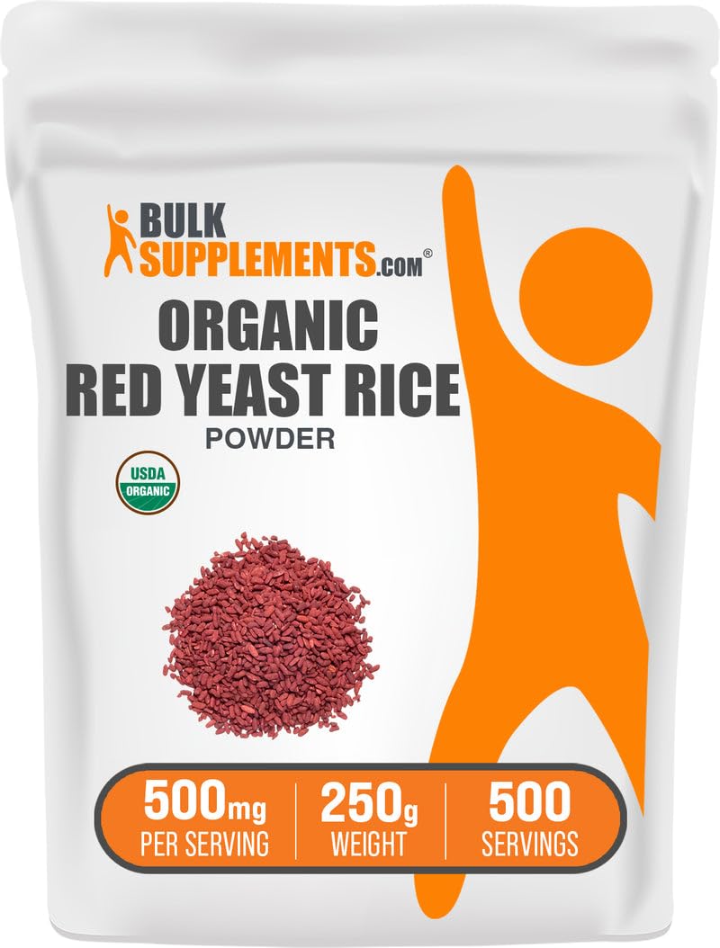 Container of BulkSupplements Organic Red Yeast Rice Powder (250g)
