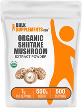 BulkSupplements Organic Shiitake Mushroom Extract Powder 500g jar