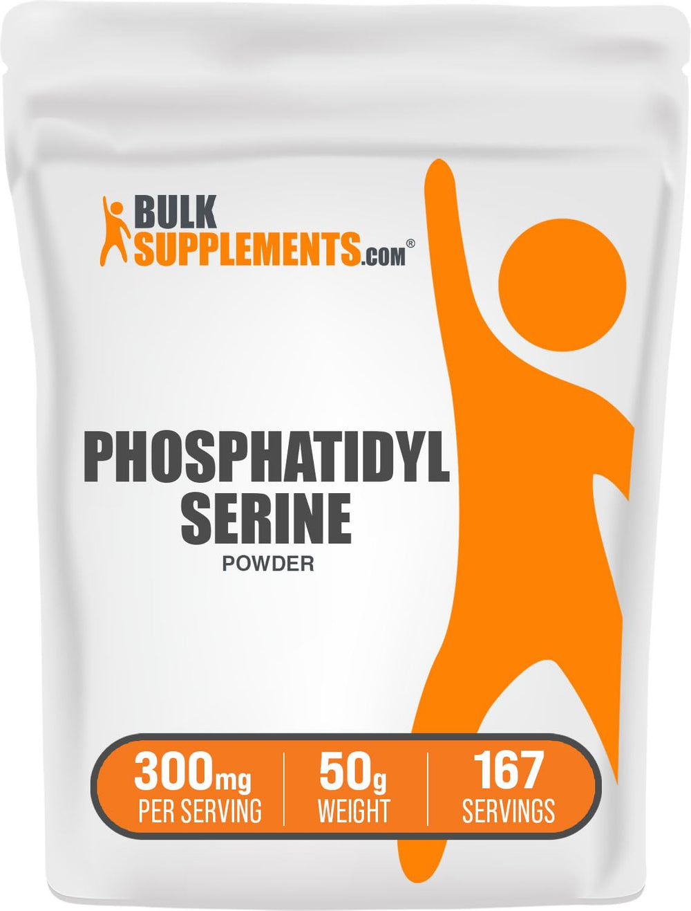 Front view of BulkSupplements Phosphatidylserine Powder 50 g container
