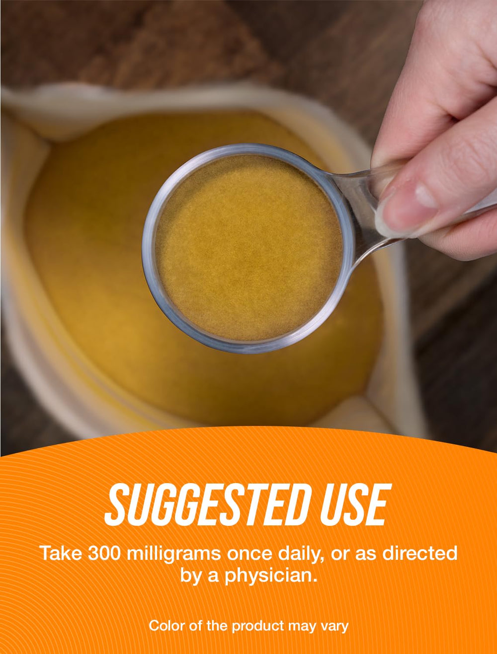 Phosphatidylserine powder being added to a smoothie