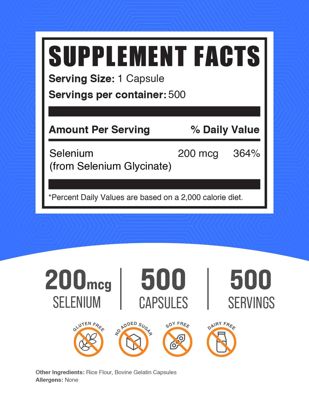 500-count packaging image of Selenium Glycinate capsules