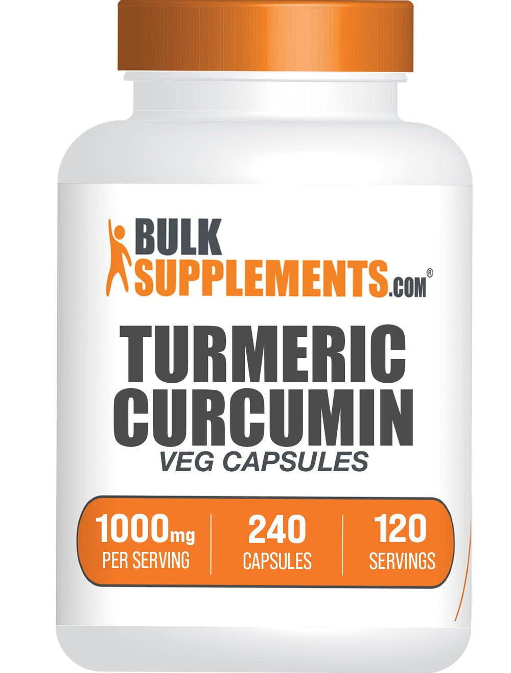 Front view of BulkSupplements Turmeric Extract Capsules bottle 1000mg