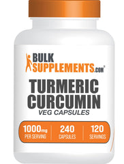 Front view of BulkSupplements Turmeric Extract Capsules bottle 1000mg