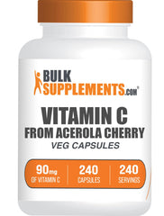 BulkSupplements Vitamin C from Acerola Cherry capsules - gluten-free, 240 vegan capsules