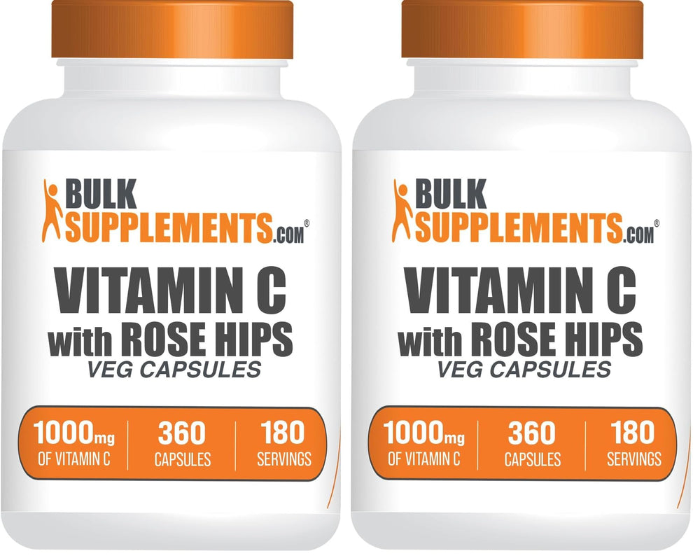 BulkSupplements Vitamin C with Rose Hips capsules 1000mg and Rose Hips 15mg, 360-count, pack of 2