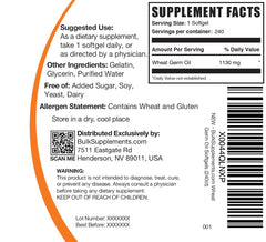 BulkSupplements Wheat Germ Oil Softgels 1130mg 240-count pack