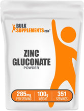 BulkSupplements Zinc Gluconate Powder bottle with label