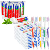 Bulk set of 30 disposable toothbrushes in five colors for travel and hotels