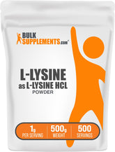 BulkSupplements L-Lysine Powder 500g container
