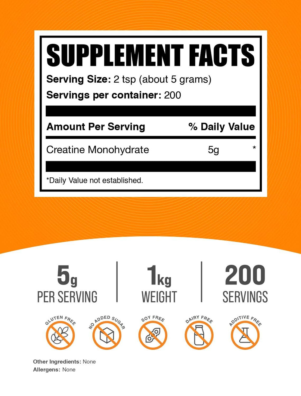 Side view of BulkSupplements.com Creatine Monohydrate powder 1kg
