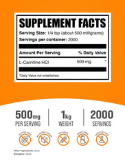BulkSupplements L-Carnitine HCl powder pour demonstrates convenient dosing for workouts