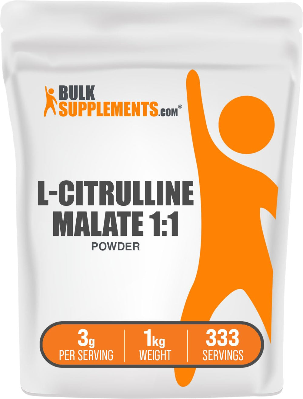 BulkSupplements L-Citrulline Malate bottle pouring for pre-workout energy support