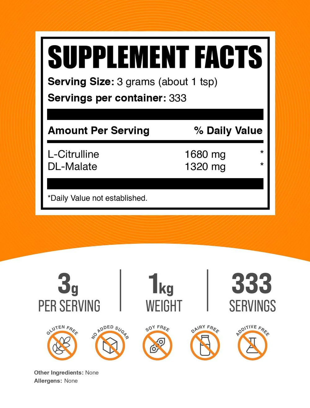 BulkSupplements L-Citrulline Malate powder container ready to mix into beverages for workouts