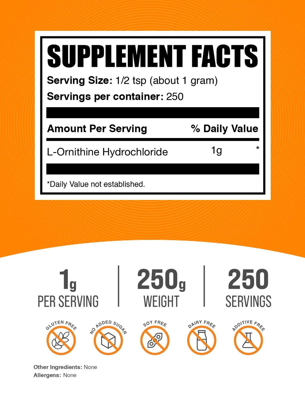 BulkSupplements l-ornithine hcl powder poured into glass for easy mixing