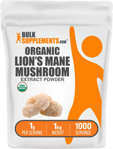 BulkSupplements Organic Lion's Mane Mushroom Extract Powder 1kg container
