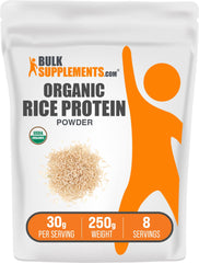 BulkSupplements Organic Rice Protein Powder bottle shows vegan protein for daily nutrition