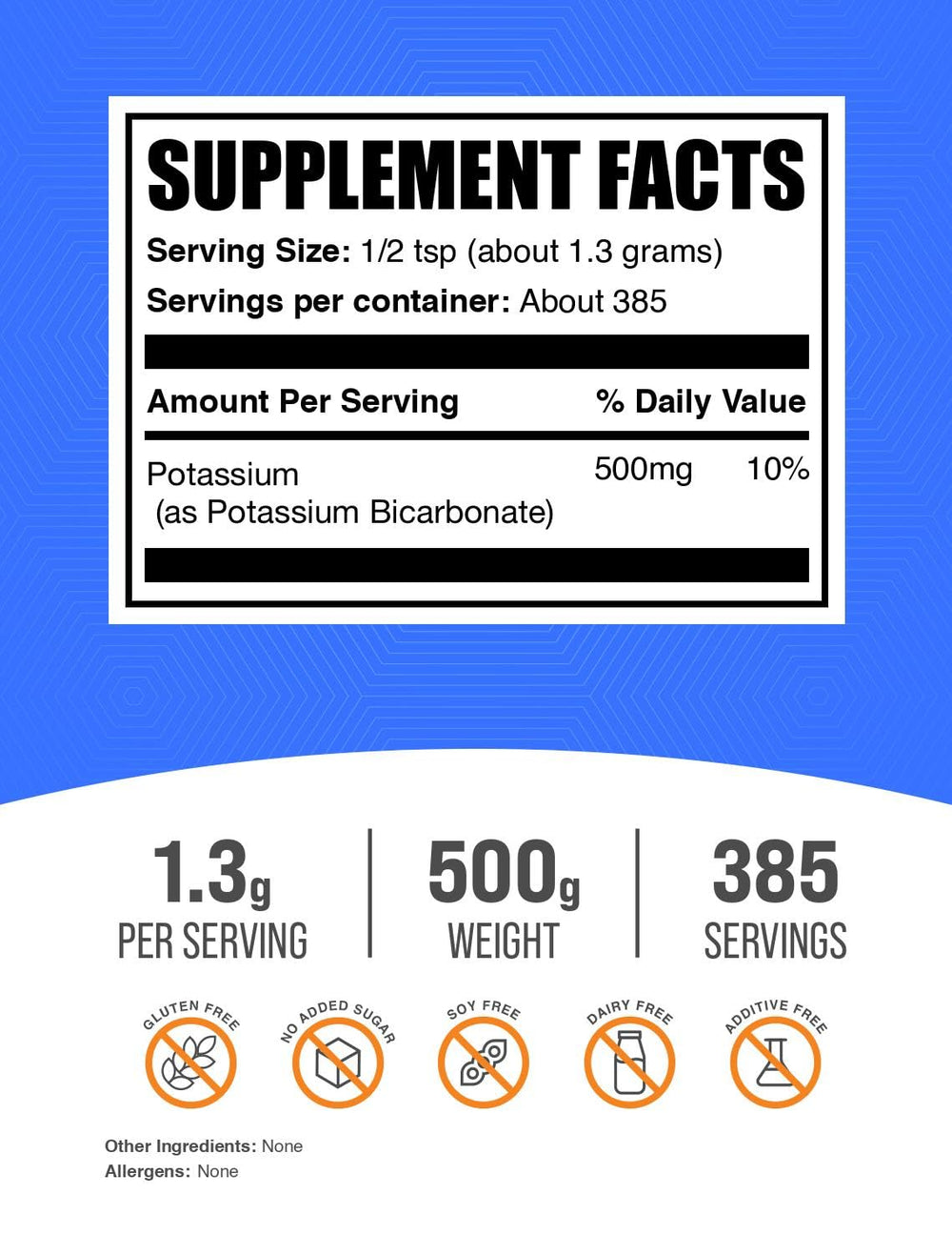 Gluten-free BulkSupplements potassium bicarbonate powder