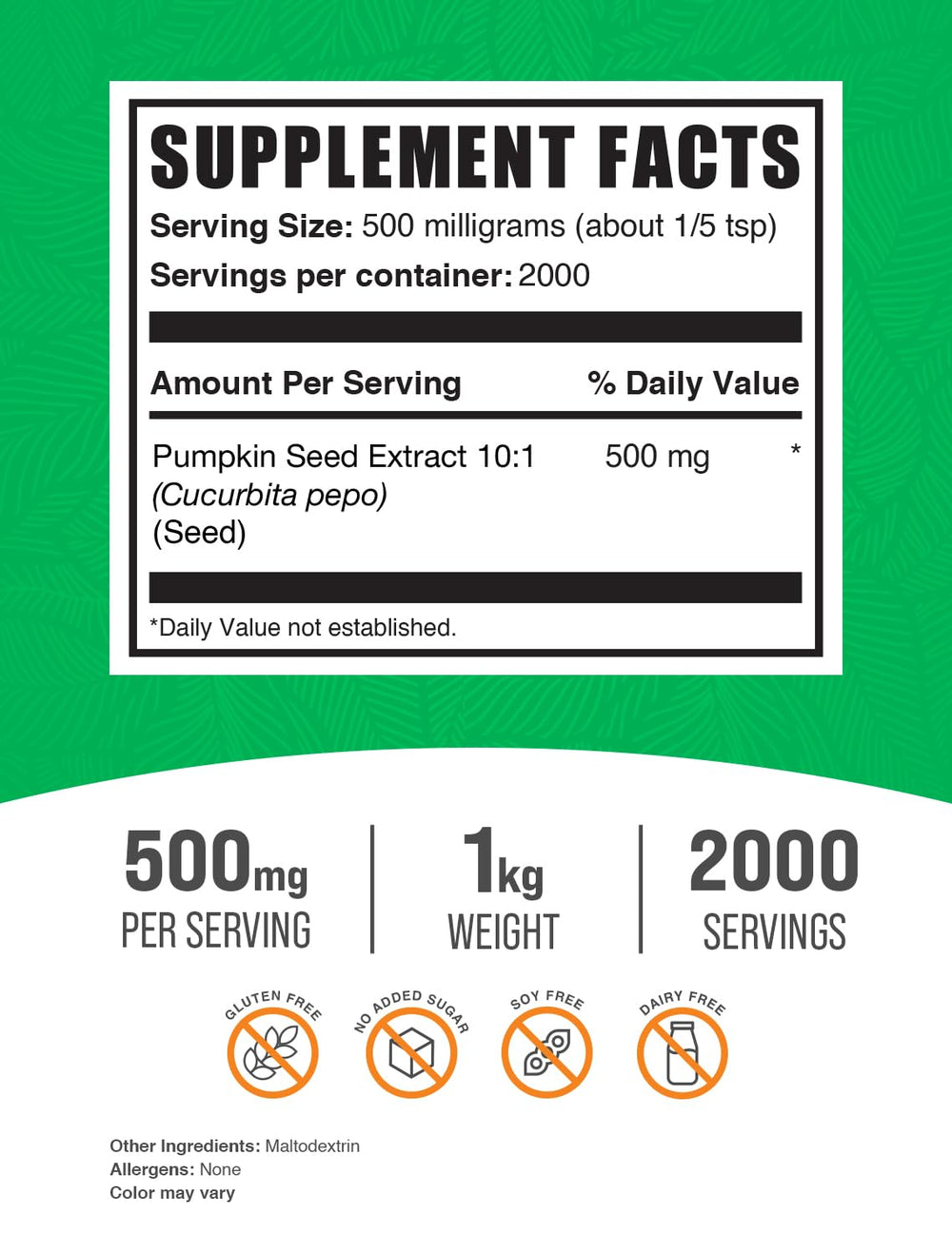 BulkSupplements Pumpkin Seed Extract Powder scoop showing easy measurement for routine use