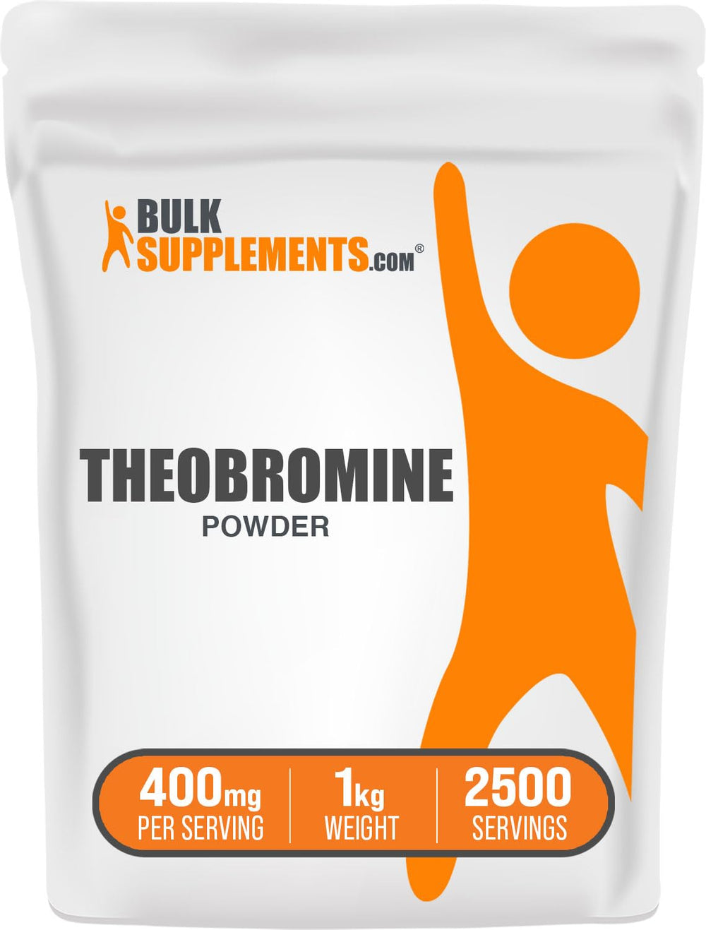 BulkSupplements Theobromine powder bottle ready to mix for sustained energy.