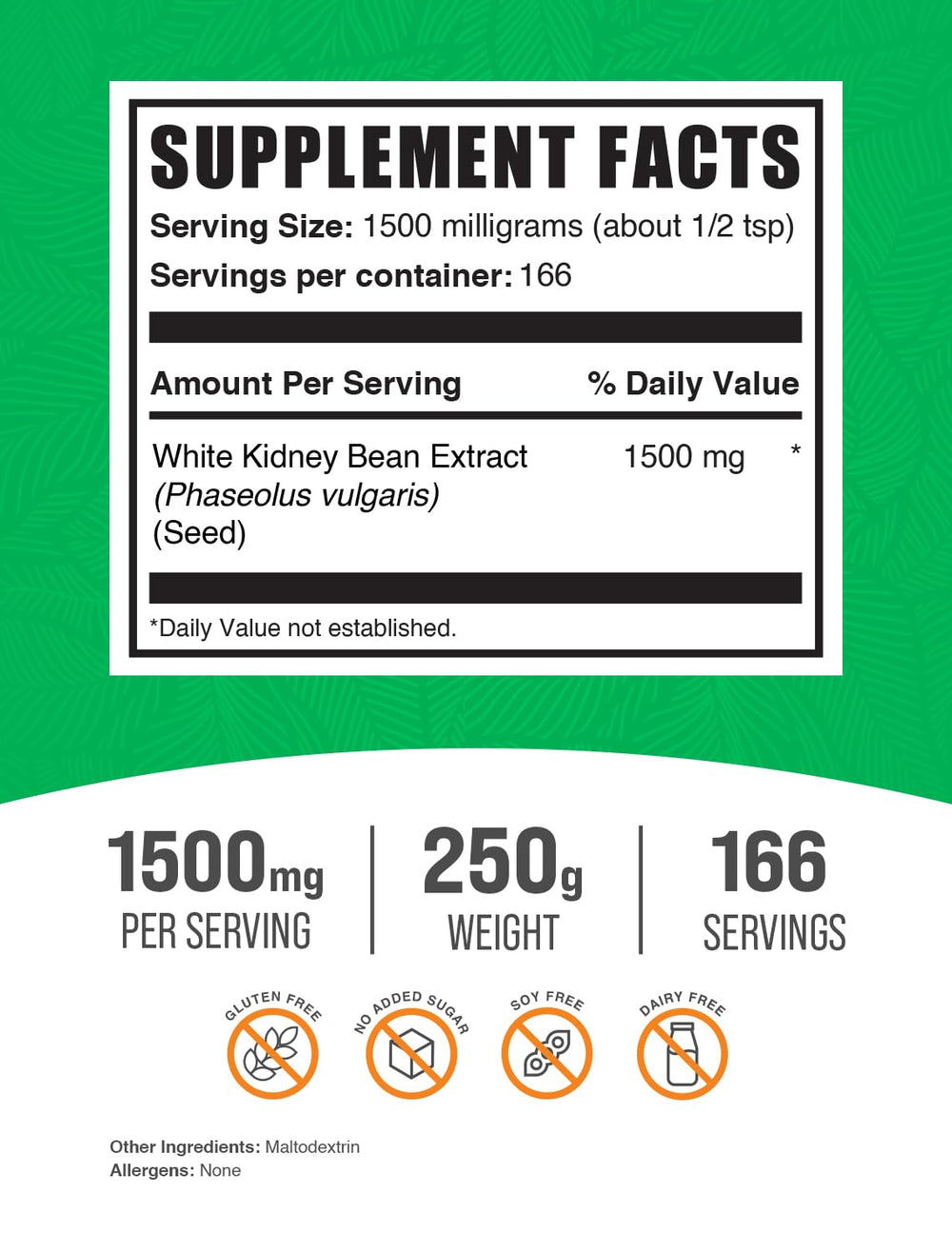 BulkSupplements white kidney bean extract powder close-up showing mixable texture.