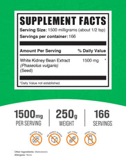 BulkSupplements white kidney bean extract powder close-up showing mixable texture.