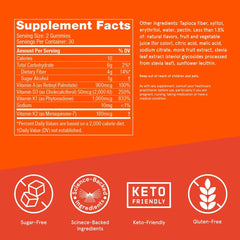 Nutrition information panel for Bulletproof A+D+K Gummies