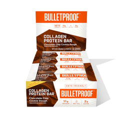 Bulletproof Chocolate Chip Cookie Dough Collagen Protein Bars - 12 pack, keto-friendly, gluten-free