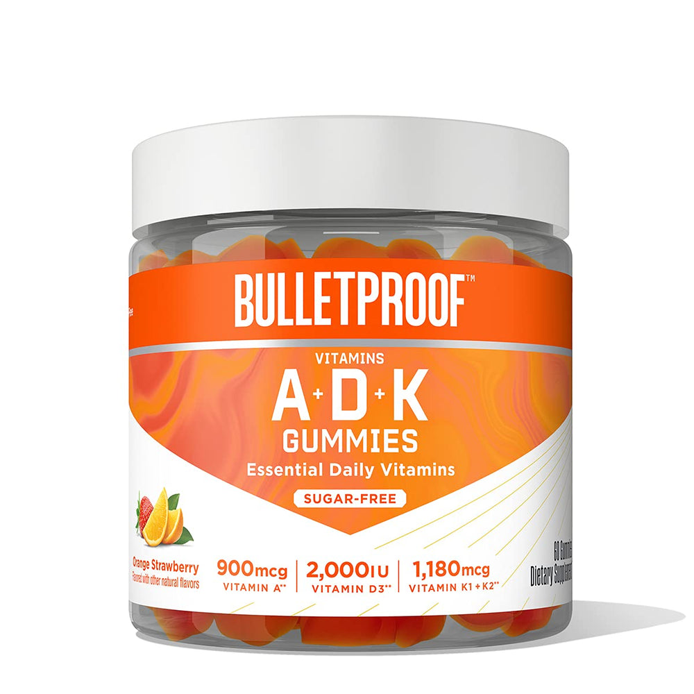 Bulletproof Sugar-Free A+D+K Gummies, Orange Strawberry flavor, 60-count bottle