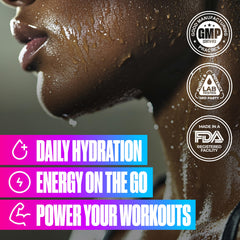 BullFit Hydrate being mixed in a water bottle for instant hydration.