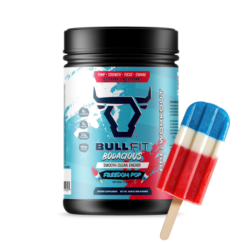 BullFit pre-workout pina colada bottle highlights tropical flavor for focused workouts.