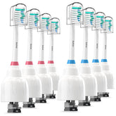 Bullnas replacement brush heads compatible with Philips Sonicare E-Series Elite, Essence, Advance, CleanCare and Xtreme Screw-on - 8 pack