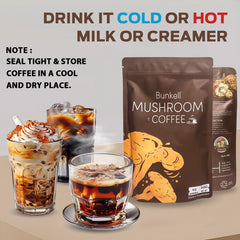 Arabica coffee beans paired with the mushroom blend