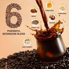 Ingredients: instant coffee with ground mushrooms and MCT oil