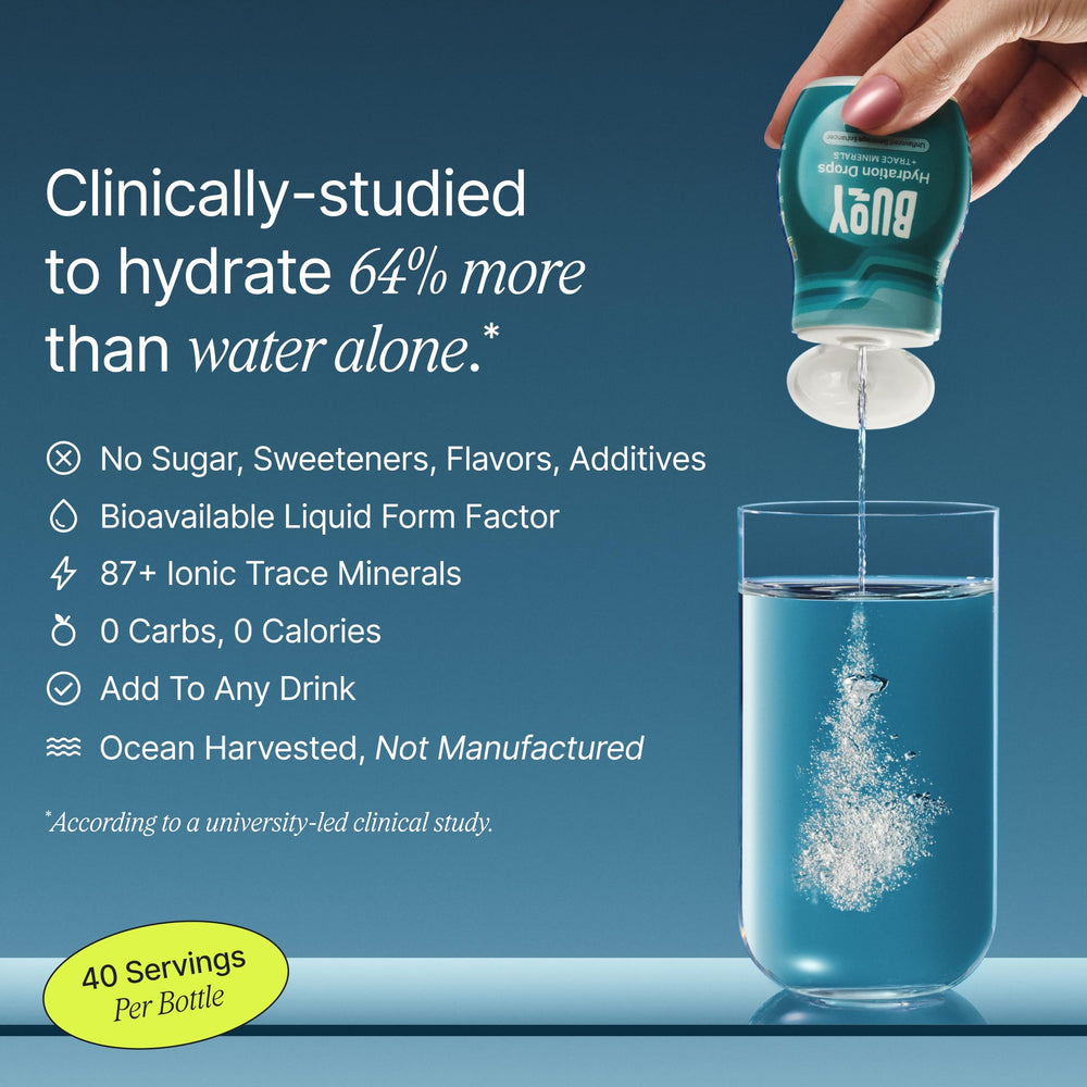 Close-up of Buoy Electrolyte Drops label