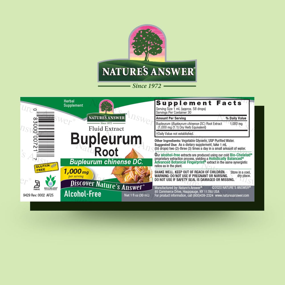 Nature’s Answer Bupleurum Root bottle – side view