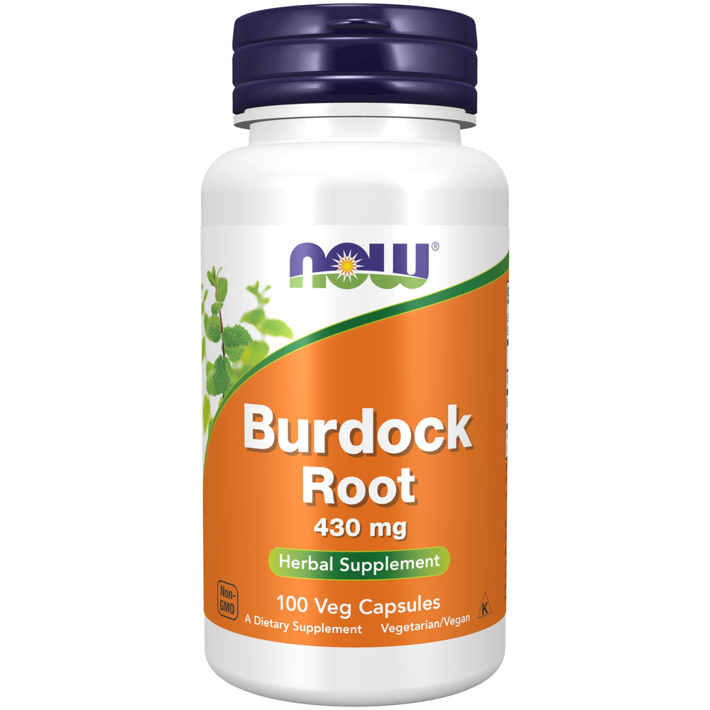 NOW Burdock Root 430 mg capsules bottle