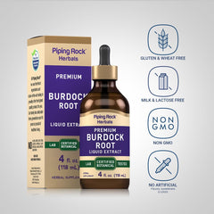 Burdock root tincture ingredients on bottle label