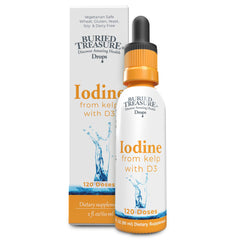 Bottle of Buried Treasure Iodine Drops from Kelp with dropper