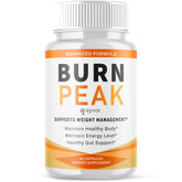 Bottle of Burn Peak Capsules with label visible