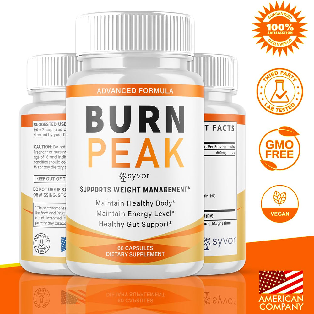 Close-up of Burn Peak Capsules in bottle