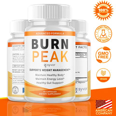 Close-up of Burn Peak Capsules in bottle