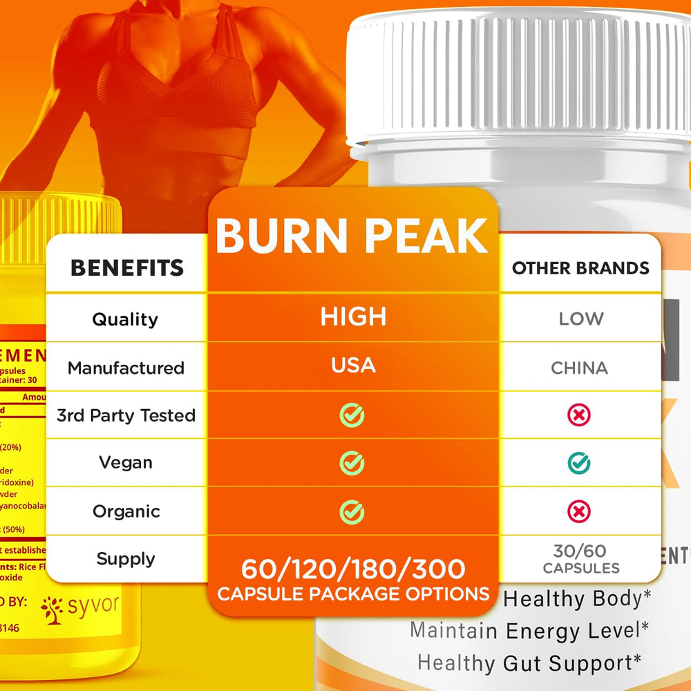 Burn Peak Capsules bottle with pink salt imagery