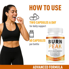 Close-up of Burn Peak Capsules pills